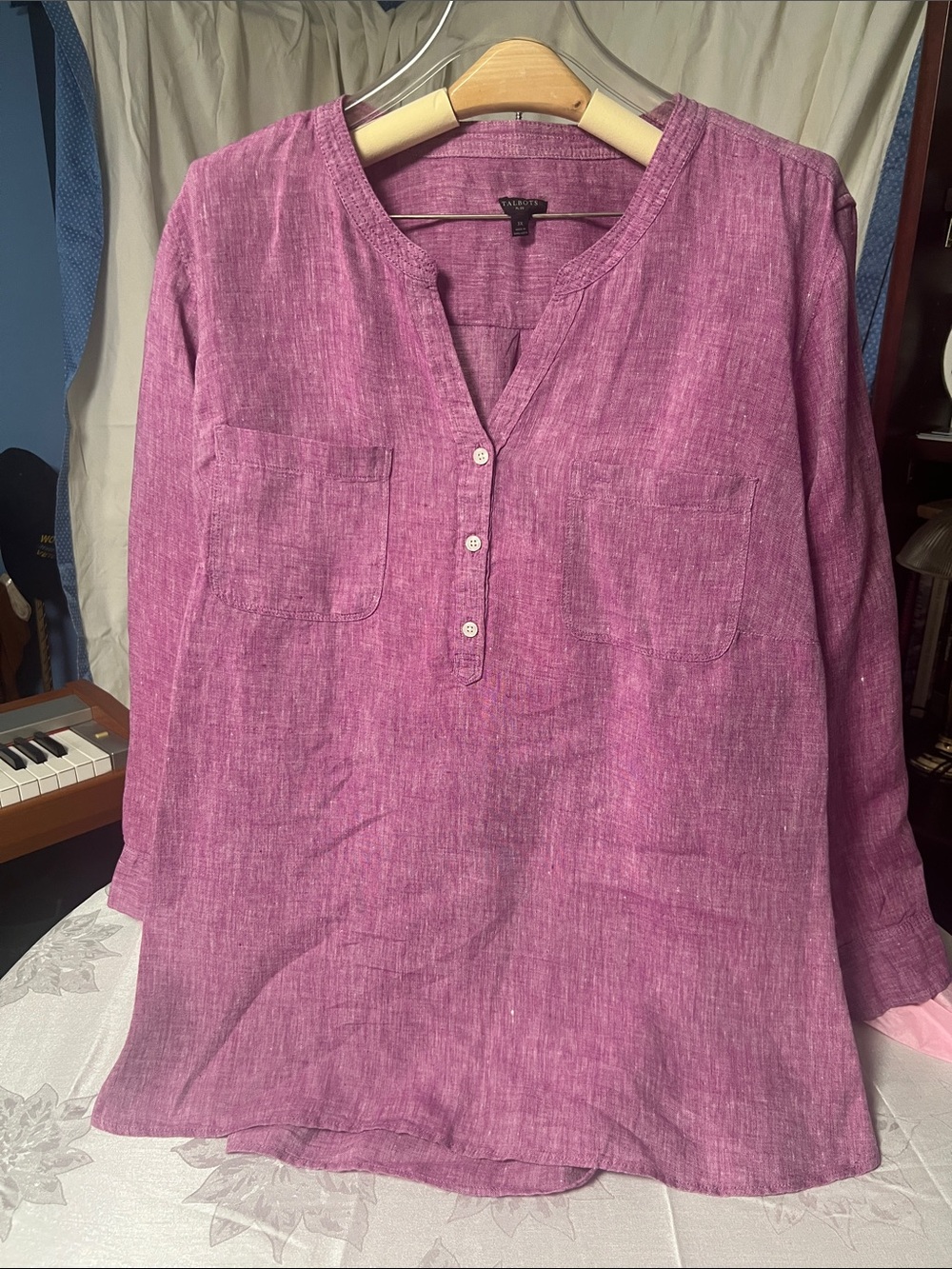 Talbots 3X Plum Button-Up Tunic Top. The perfect lightweight summer top.